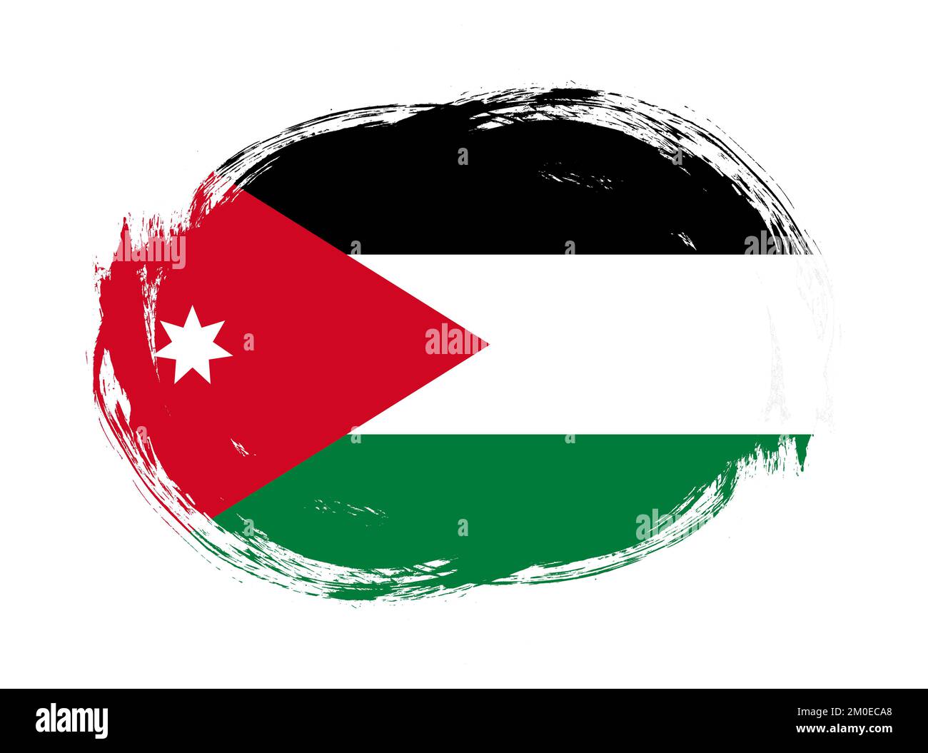 Jordan-Flagge mit abgerundetem Pinselhintergrund Stockfoto