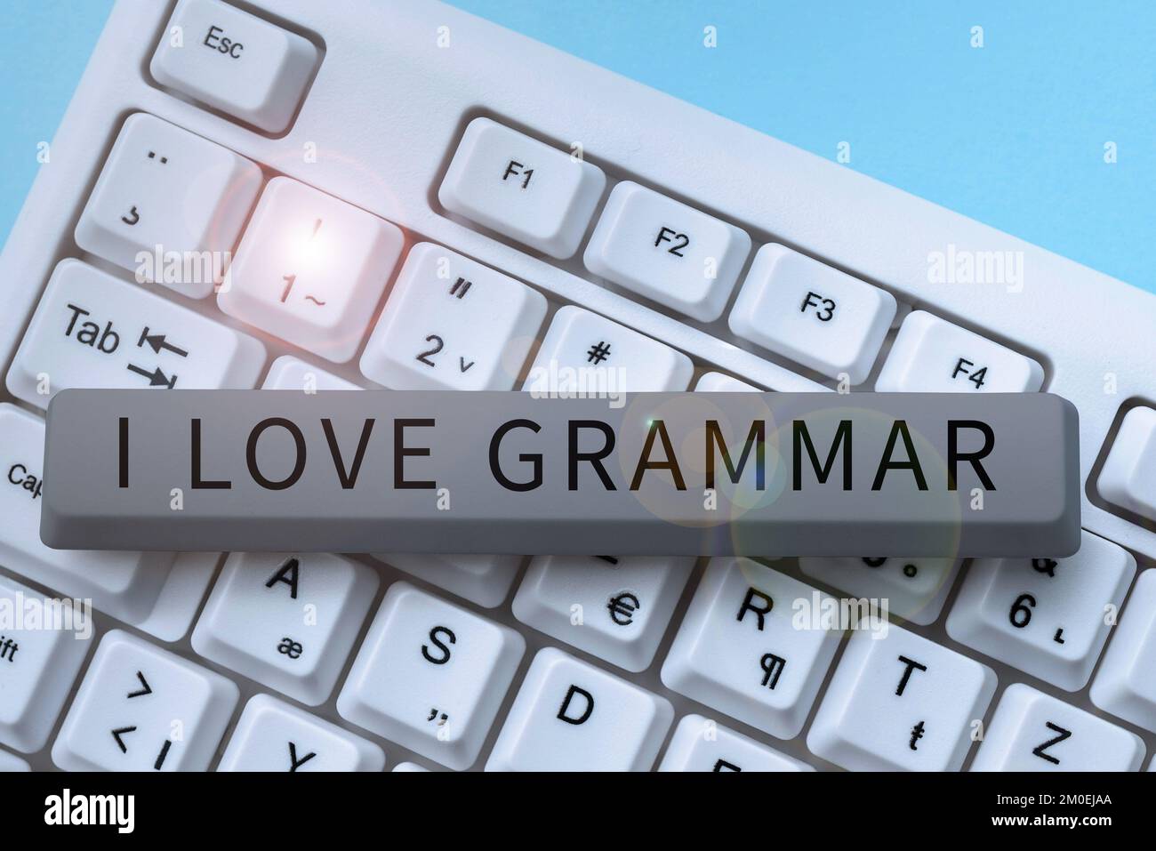 Textzeichen mit „I Love Grammar“. Geschäftsvorstellung der Bewunderung des Systems und der Sprachstruktur Stockfoto