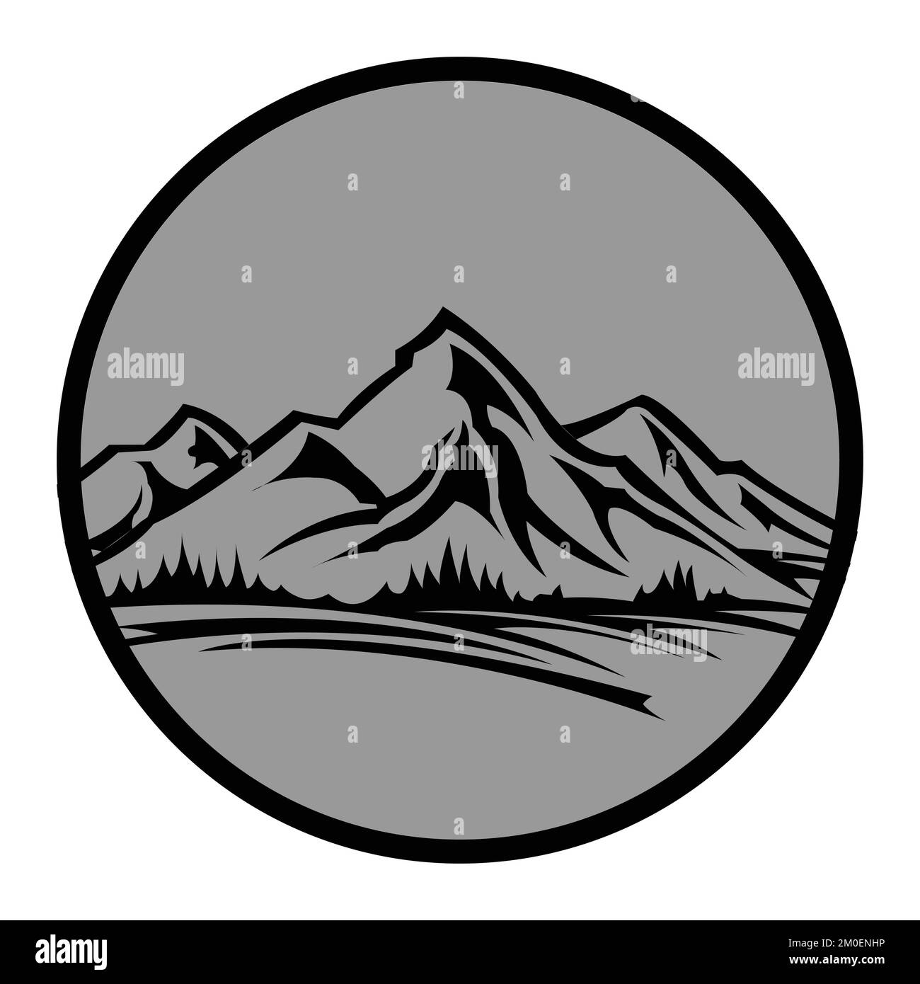 Die Mountain Vector Logo-Vorlage. Das Hauptsymbol des Logos ist Two Mountains.EPS 10 Stock Vektor