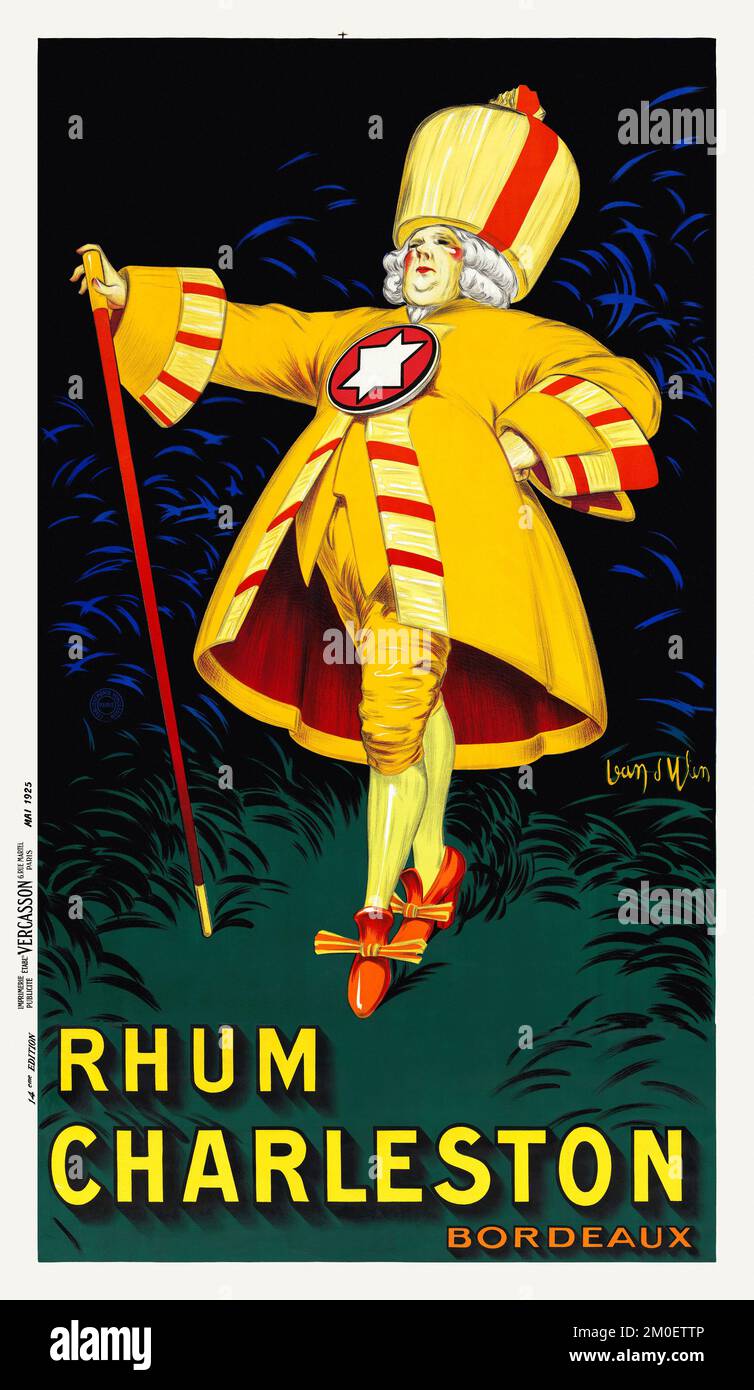 Rhum Charleston. Bordeaux von Jean d'Ylen (1886-1938). Poster wurde 1925 in Frankreich veröffentlicht. Stockfoto Rhum Charleston. Bordeaux von Jean d'Ylen (1886-1938). Poster wurde 1925 in Frankreich veröffentlicht. Stockfoto