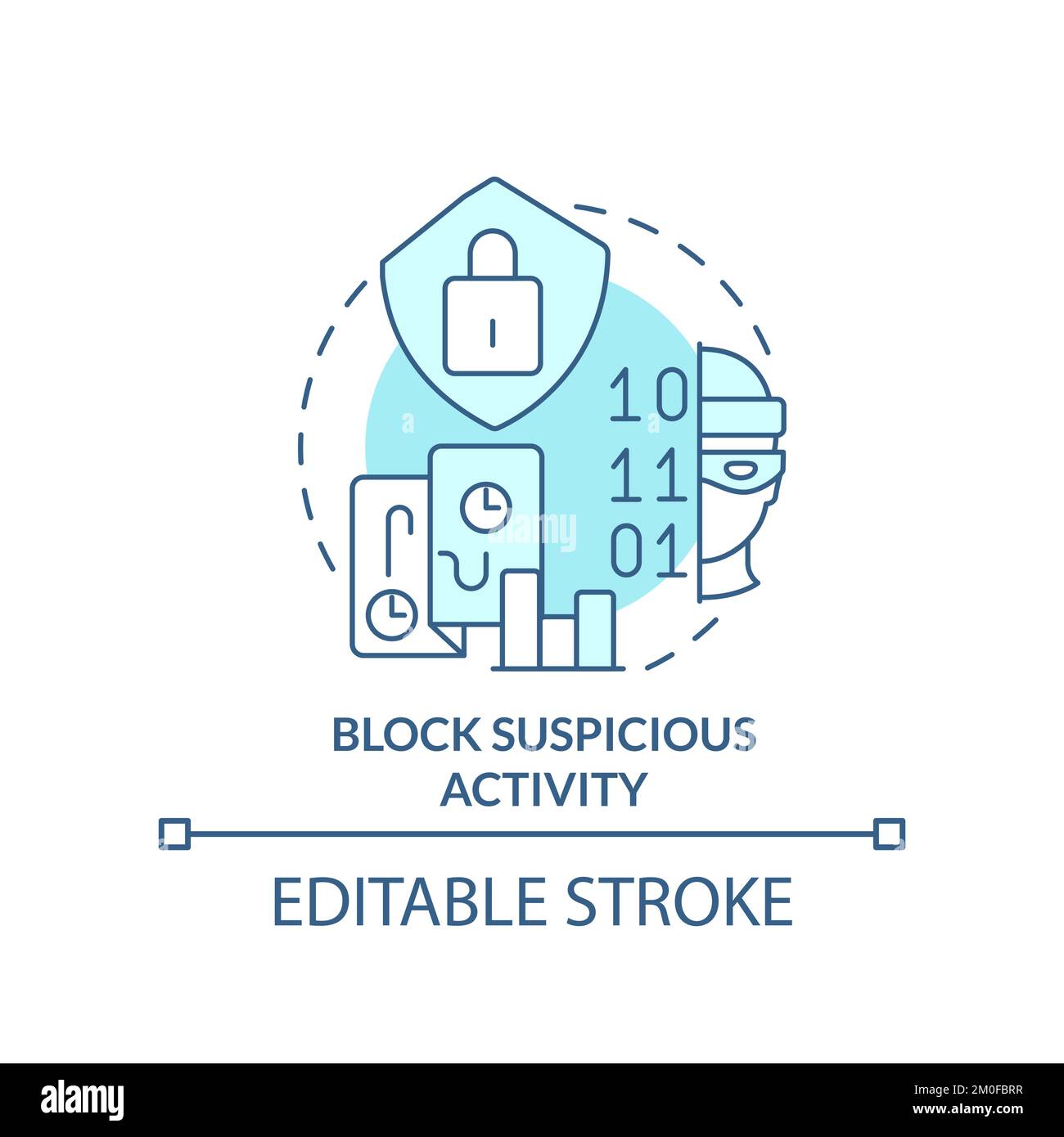 Blockieren Sie verdächtige Aktivitäten. Türkisfarbenes Konzept Stock Vektor