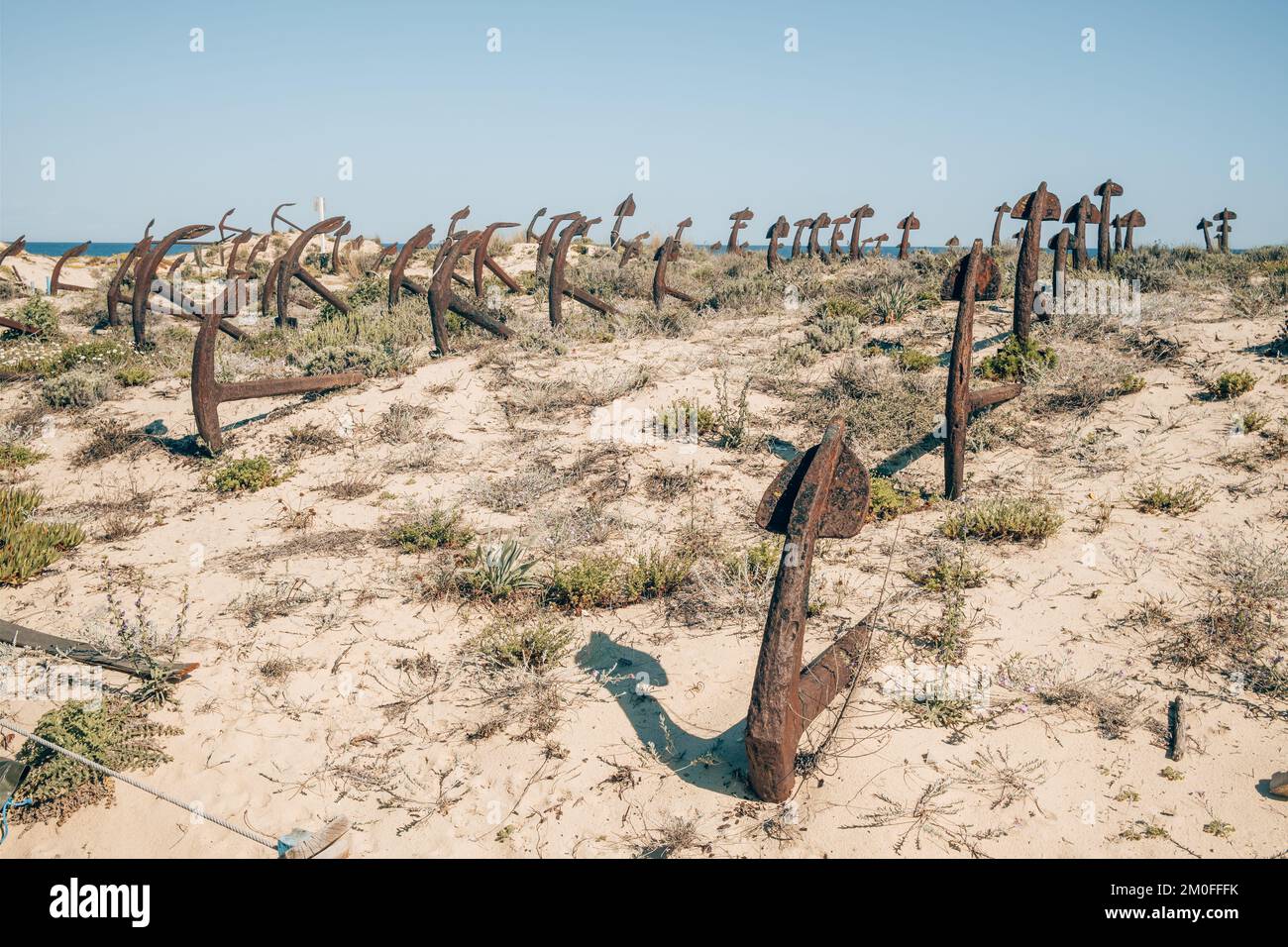 Ankerfriedhof Santa Luzia, Portugal. Stockfoto