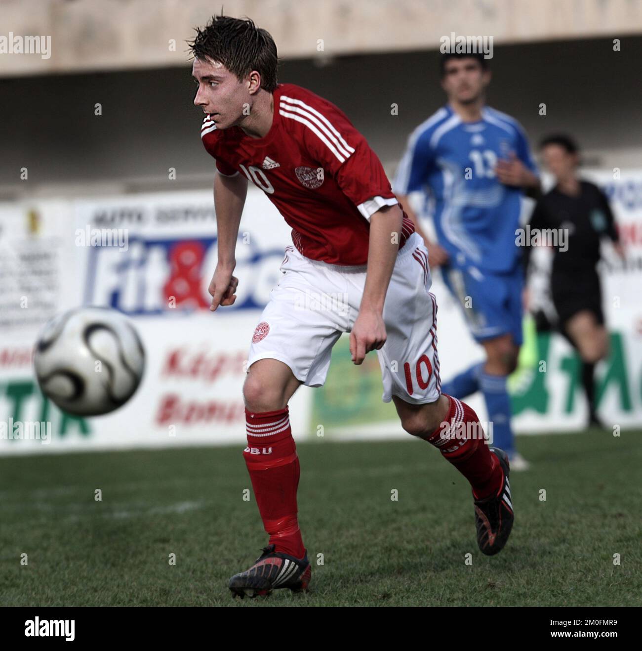 Christian Eriksen von Ajax während des dänischen Spiels gegen Griechenland U17 in Athen, Februar 2009. Stockfoto