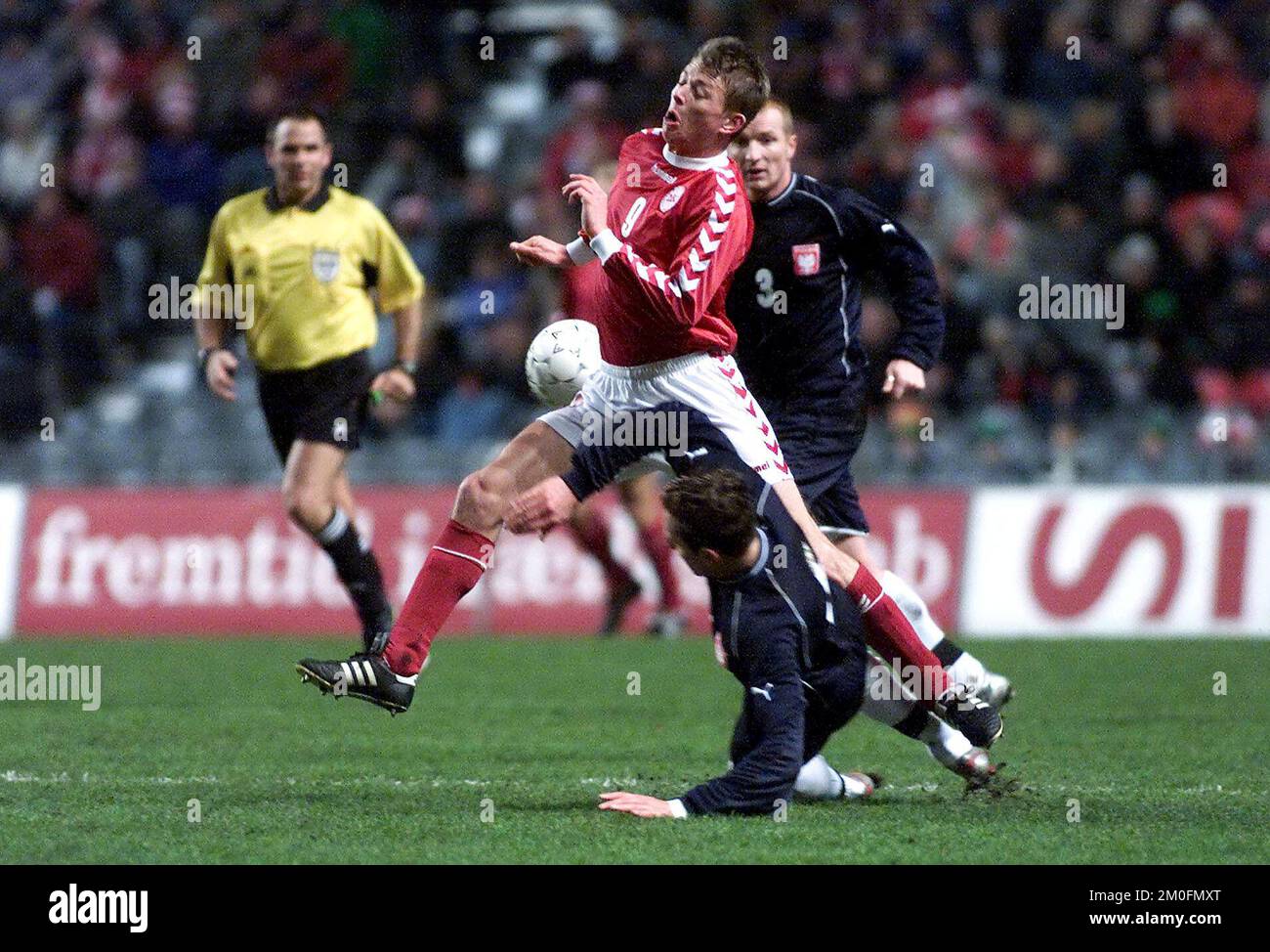 Parken Stadium in Kopenhagen, wo Dänemark gestern Abend ein Freundschaftsspiel 2-0 gegen Polen gewann. Jon Dahl Tomasson (9) erzielte das erste Tor für Dänemark. Stockfoto