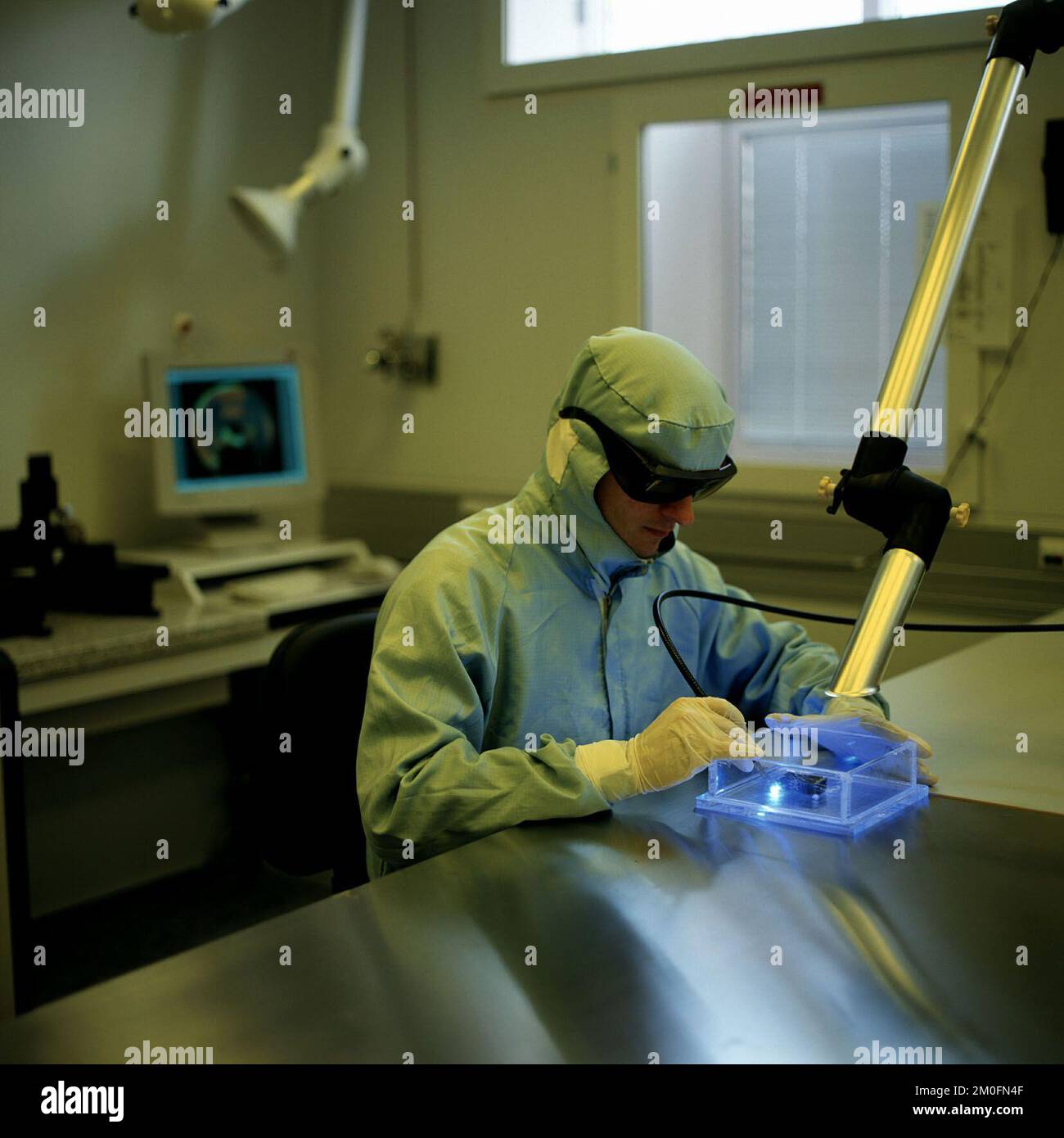 Ein Laborassistent zur Prüfung von Proben. Stockfoto