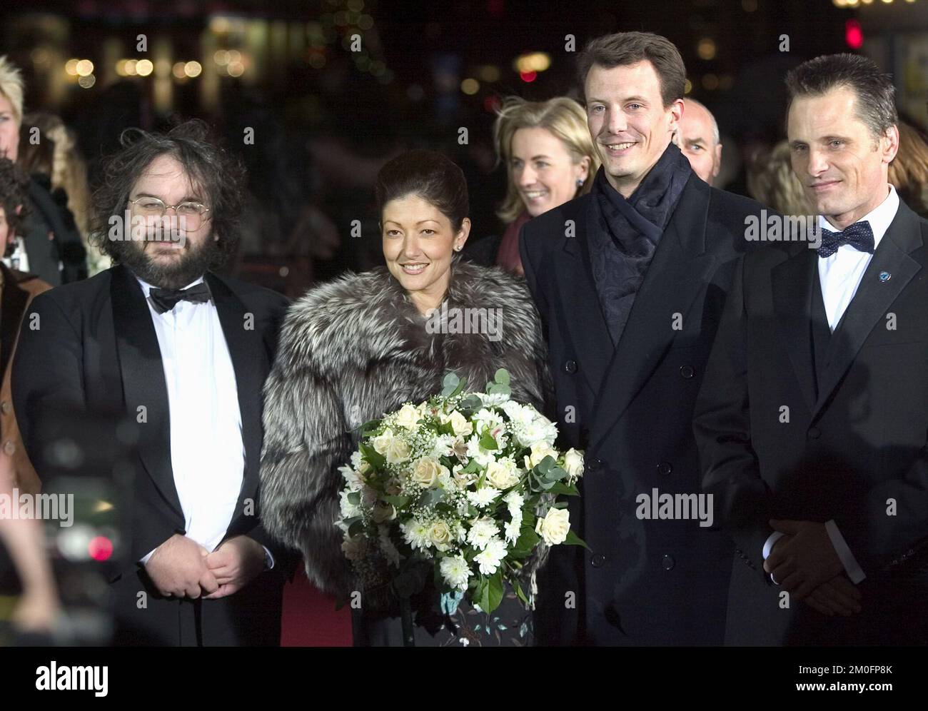 Die dänische Premiere des Herrn der Ringe: Rückkehr des Königs. Das Bild zeigt Peter Jackson, Prinzessin Alexandra, Prinz Joachim und Viggo Mortensen. Stockfoto