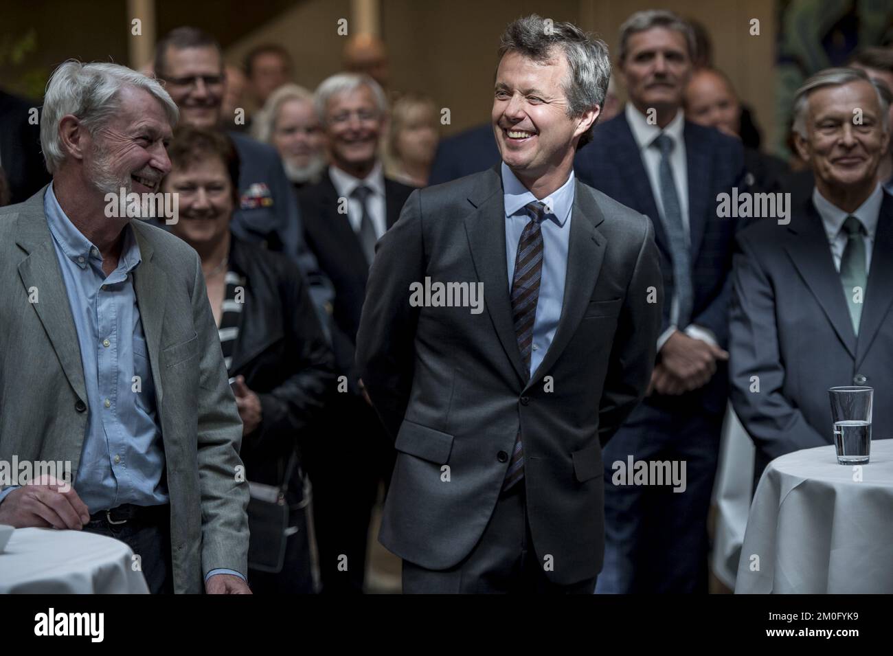 Am 23. 2019. April nahm HRH Kronprinz Frederik an der Veröffentlichung von 15 neuen Büchern über Dänemark von Trap Denmark Teil. In den Büchern werden die verschiedenen Gebiete Dänemarks in Bezug auf Geschichte, Demografie und Geografie beschrieben. Der Kronprinz ist Beschützer des Trap-Danmark-Projekts. Stockfoto