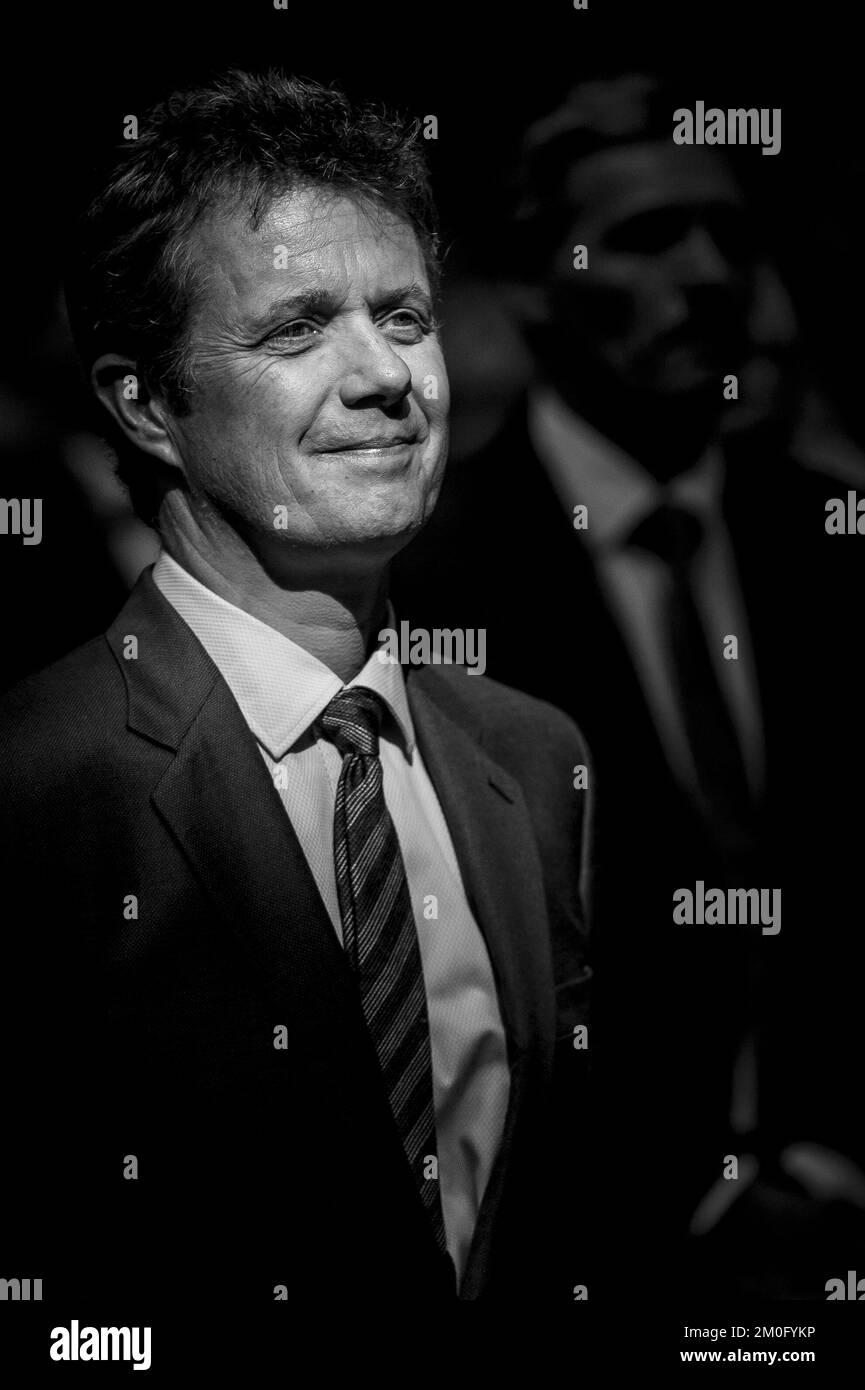 Am 23. 2019. April nahm HRH Kronprinz Frederik an der Veröffentlichung von 15 neuen Büchern über Dänemark von Trap Denmark Teil. In den Büchern werden die verschiedenen Gebiete Dänemarks in Bezug auf Geschichte, Demografie und Geografie beschrieben. Der Kronprinz ist Beschützer des Trap-Danmark-Projekts. Stockfoto