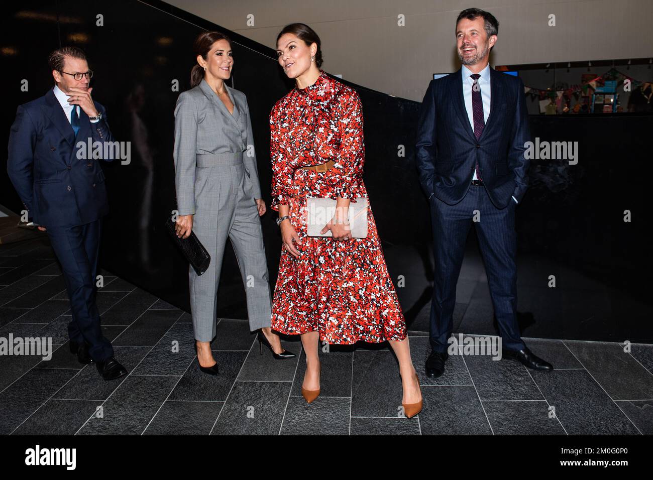 Prinzessin Victoria und Prinz Daniel aus Schweden besuchen die UN-Stadt in Kopenhagen zusammen mit Kronprinz Frederik Kronprinzessin Mary am Dienstag, den 17. September. (Foto: Ida Marie Odgaard/Ritzau Scanpix) Stockfoto