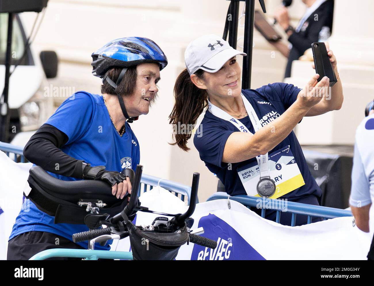 Crown Princess Mary nimmt beim Royal Run in Aalborg, Nordjütland, am 5 km langen Rennen Teil. Sonntag, 12. September 2021. (Foto: Henning Bagger/Ritzau Scanpix) Stockfoto