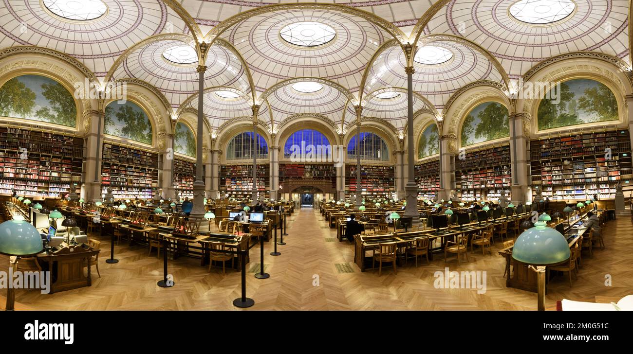 Frankreich. Paris (75) 2.. Arrondissement. Nationalbibliothek Frankreichs (BNF). Richelieu-Website. Labrouste Zimmer (Räume renoviert von Virginie Bregal an Stockfoto