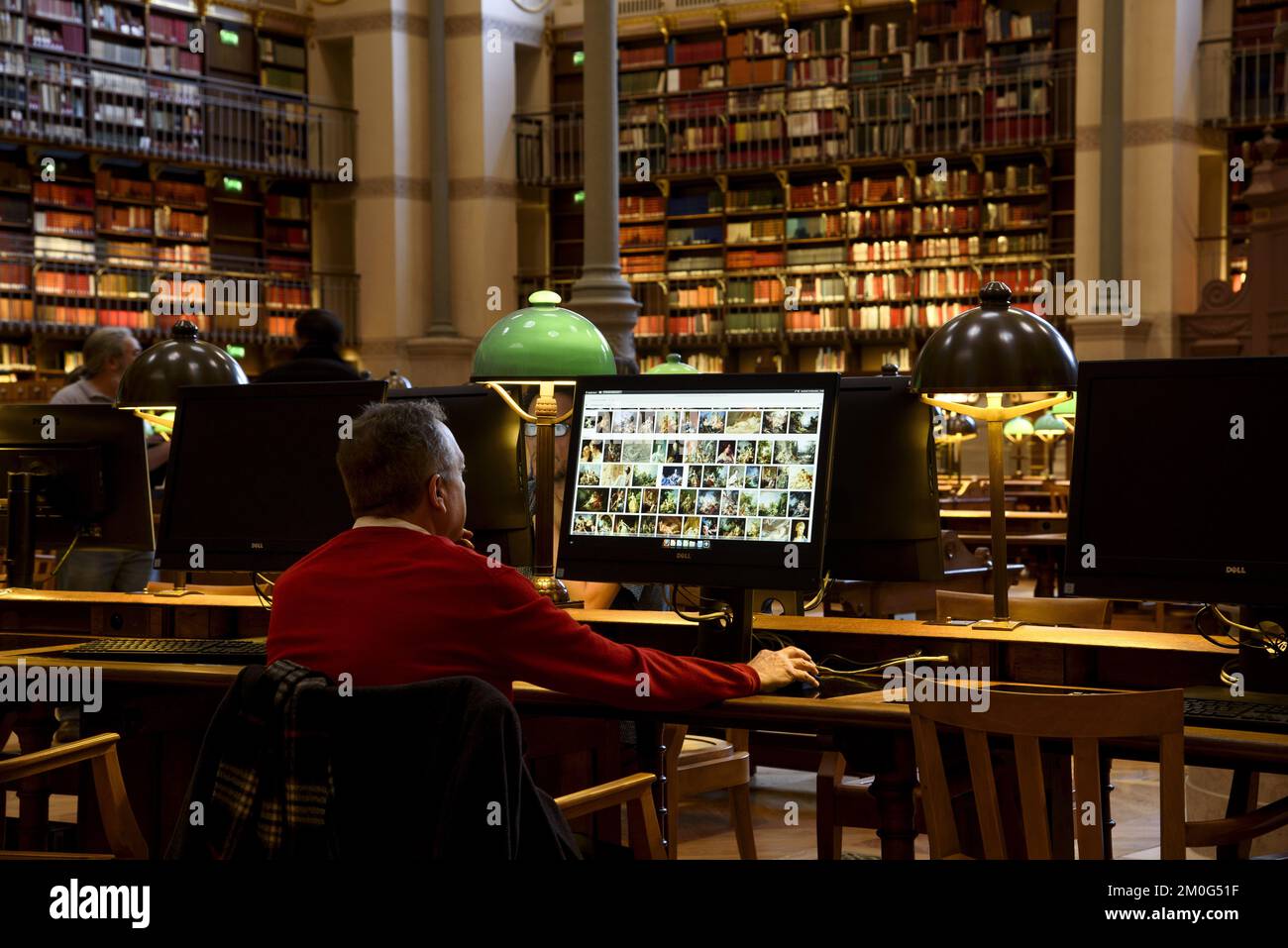 Frankreich. Paris (75) 2.. Arrondissement. Nationalbibliothek Frankreichs (BNF). Richelieu-Website. Labrouste Zimmer (Räume renoviert von Virginie Bregal an Stockfoto