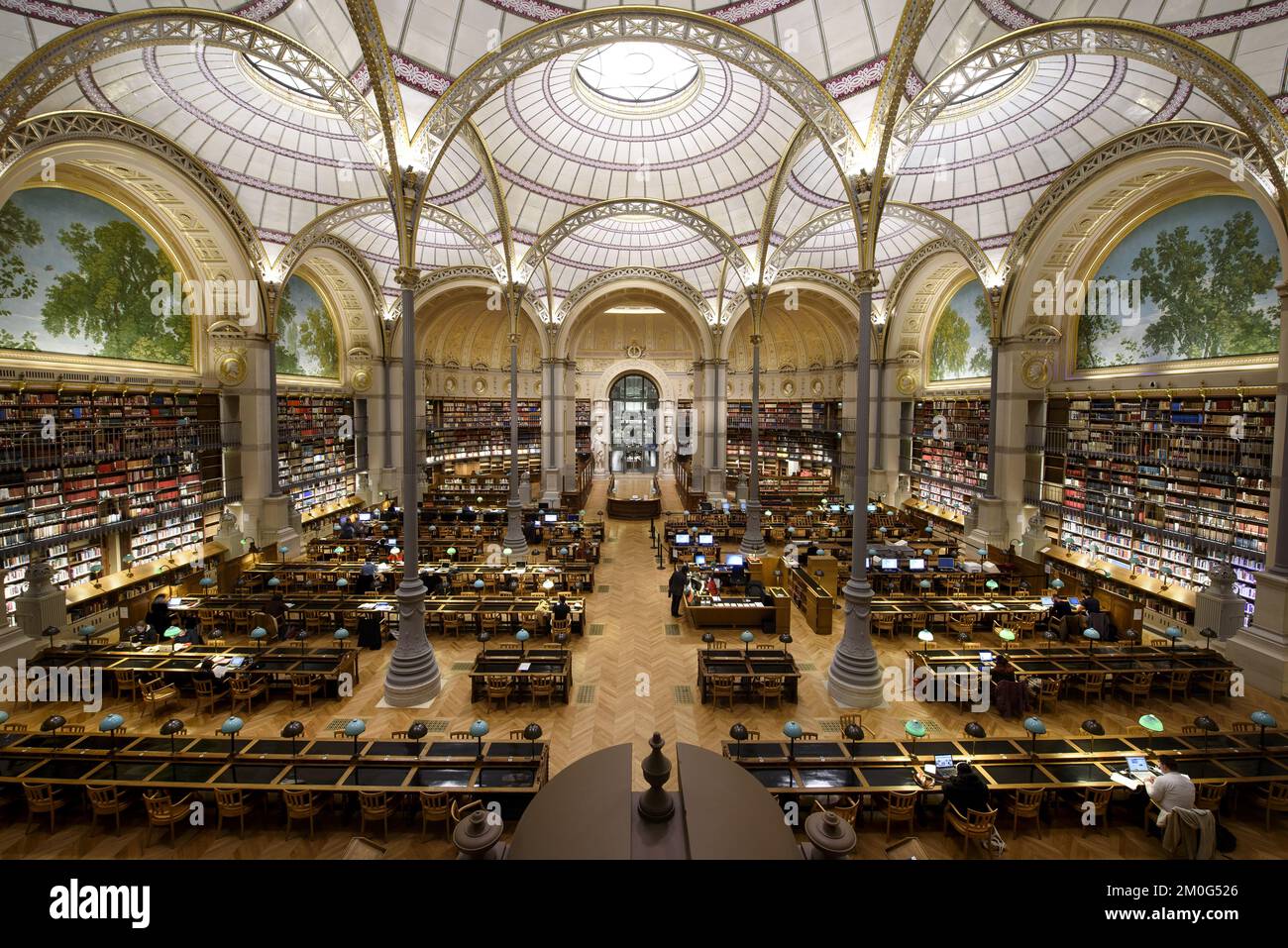Frankreich. Paris (75) 2.. Arrondissement. Nationalbibliothek Frankreichs (BNF). Richelieu-Website. Labrouste Zimmer (Räume renoviert von Virginie Bregal an Stockfoto