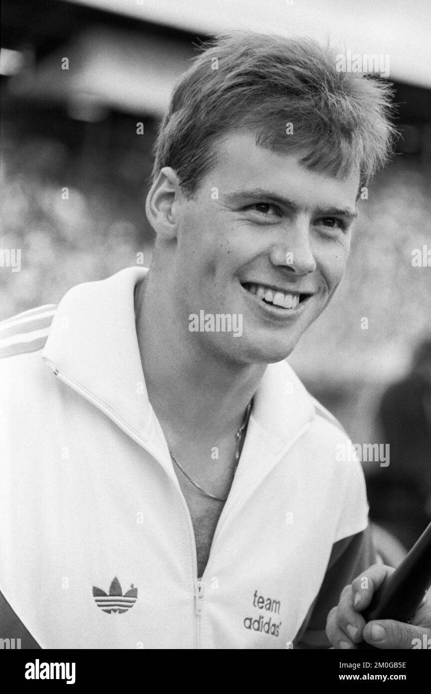 MICK HILL GBR Speerwerfer bei DN Galan 1987 Stockfoto