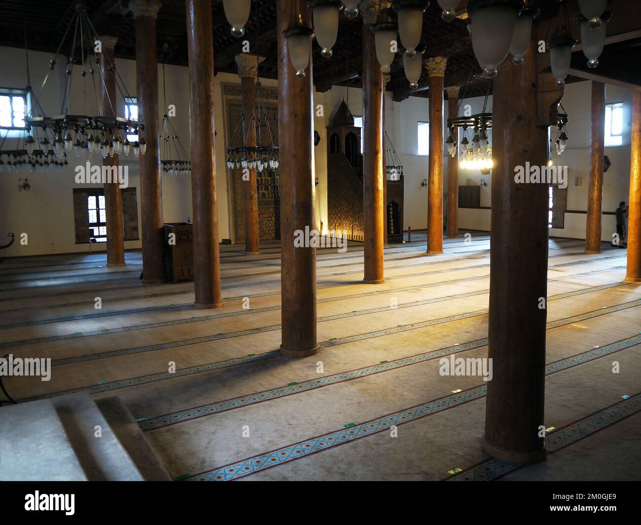 Historische Ahi Serafeddin Moschee, auch bekannt als Arslanhane Moschee. Ulus, Ankara, Türkiye - Juni 2021 Stockfoto