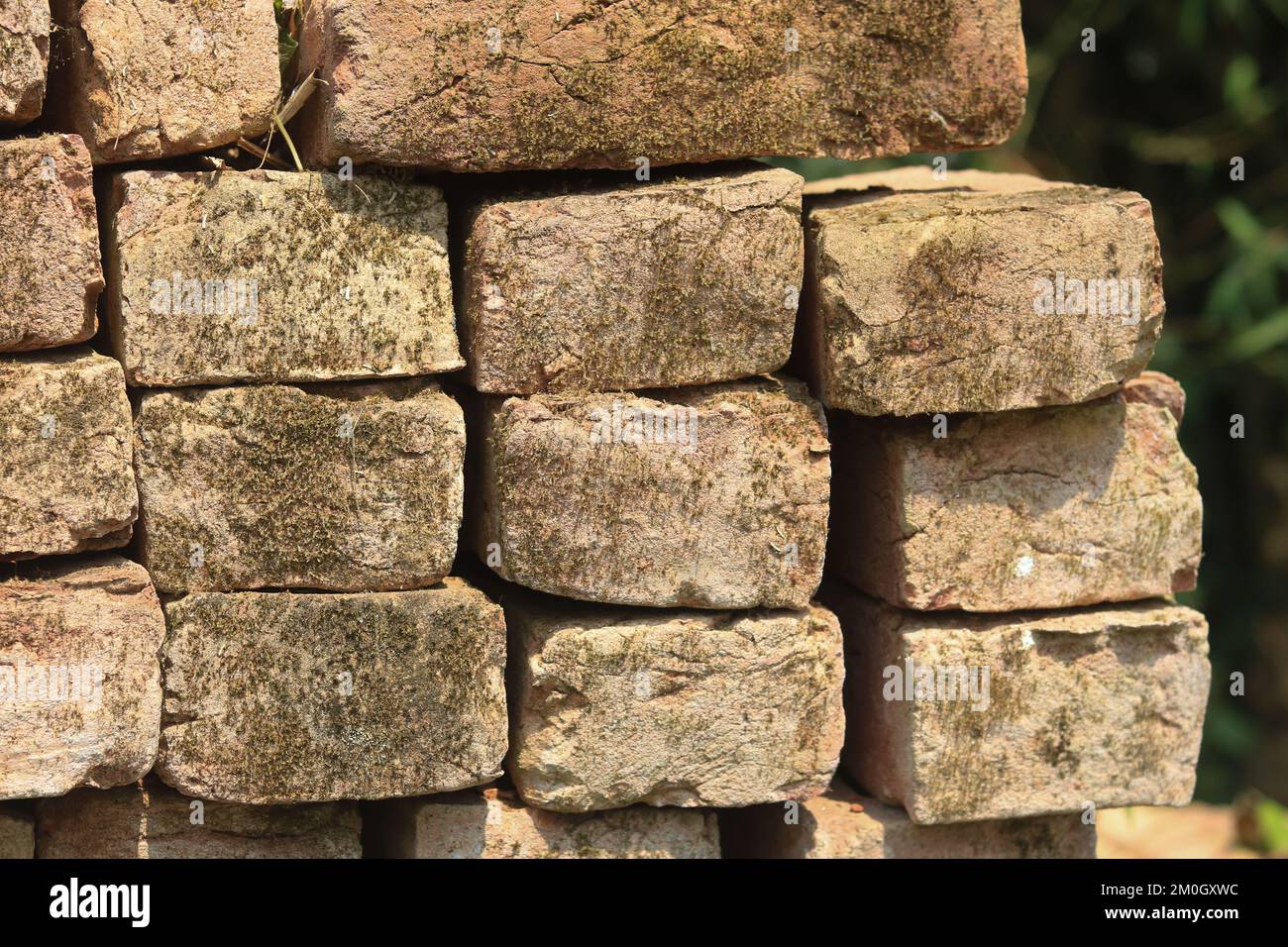 Ziegel oder Ziegel für den Bau, Stock Ziegelhaus A Hintergrund. Stockfoto