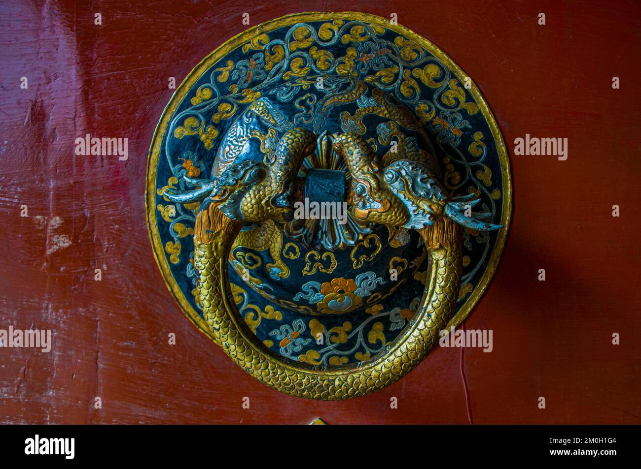 Typischer alter Türknauf, Lhasa, Tibet, Asien Stockfoto