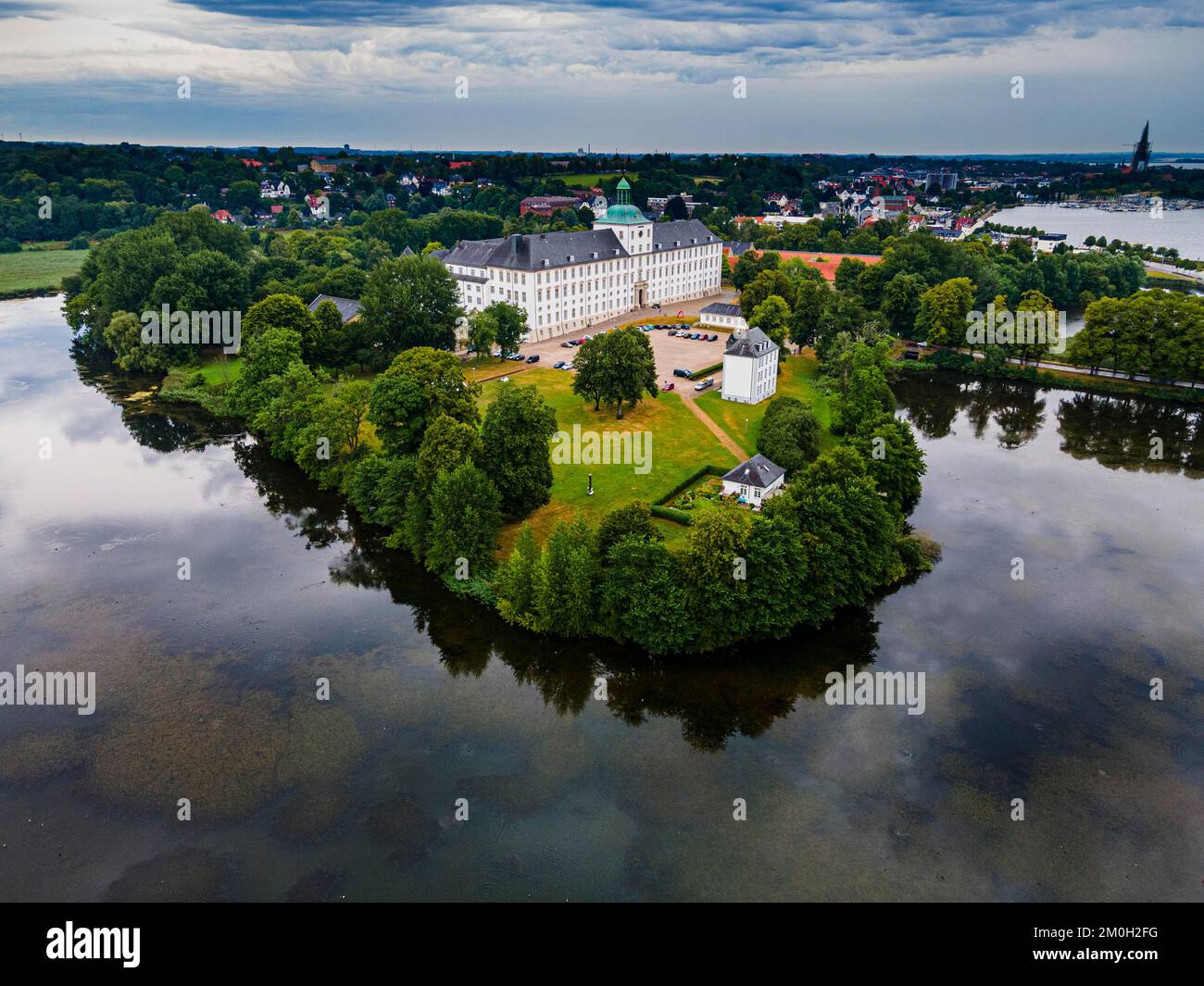 Luftaufnahme von Schloss Gottorf, Schleswig, Schleswig Holstein, Deutschland, Europa Stockfoto