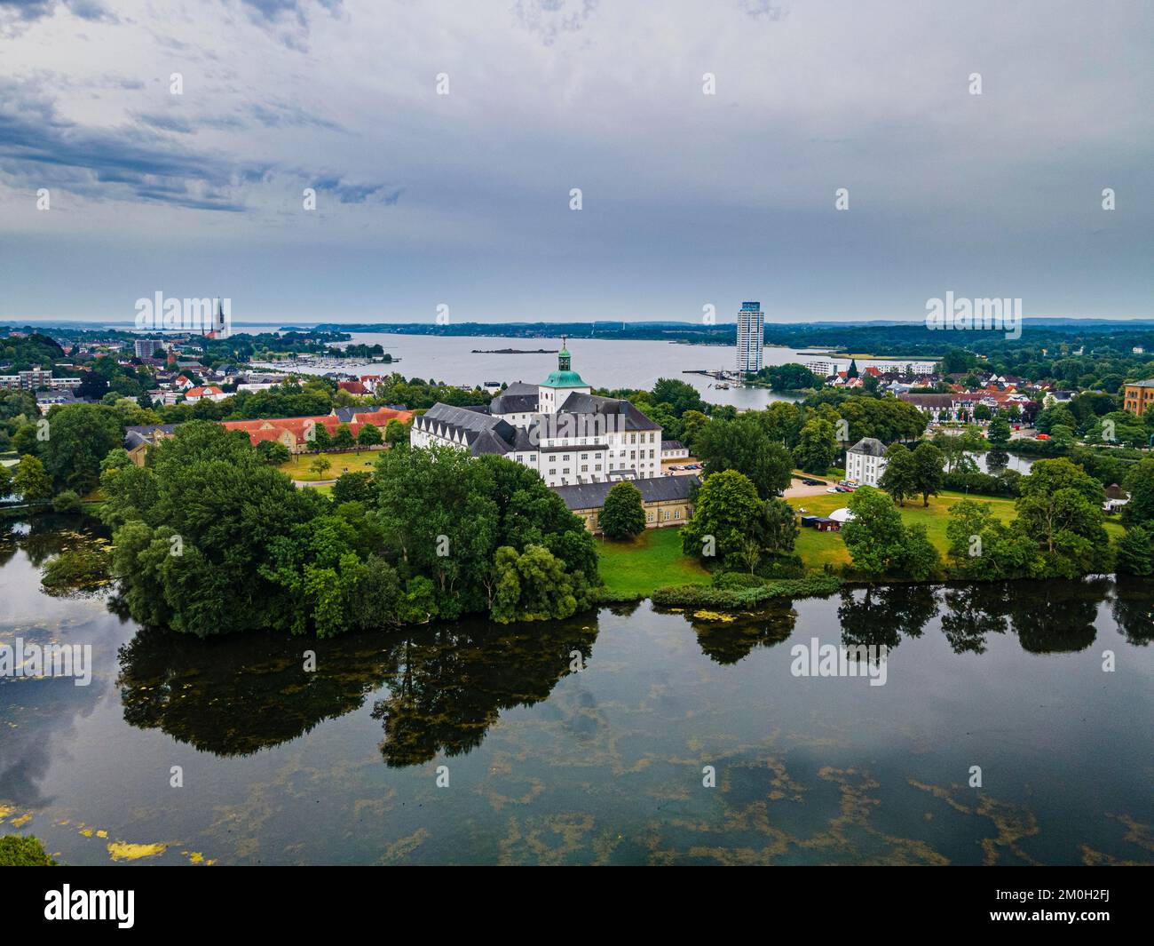 Luftaufnahme von Schloss Gottorf, Schleswig, Schleswig Holstein, Deutschland, Europa Stockfoto