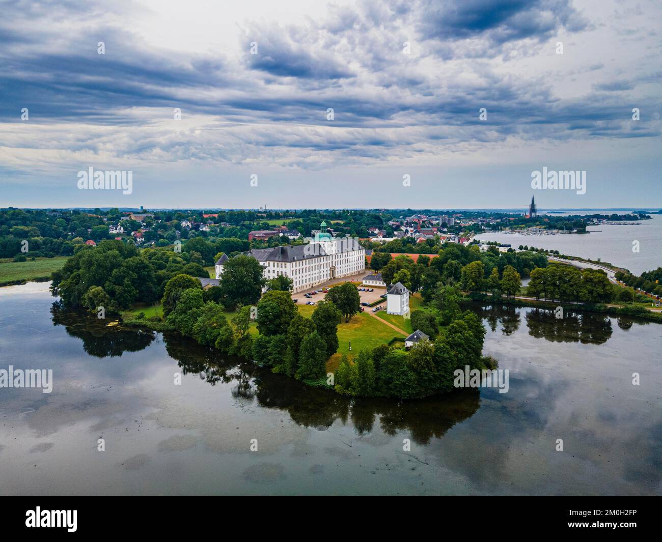 Luftaufnahme von Schloss Gottorf, Schleswig, Schleswig Holstein, Deutschland, Europa Stockfoto