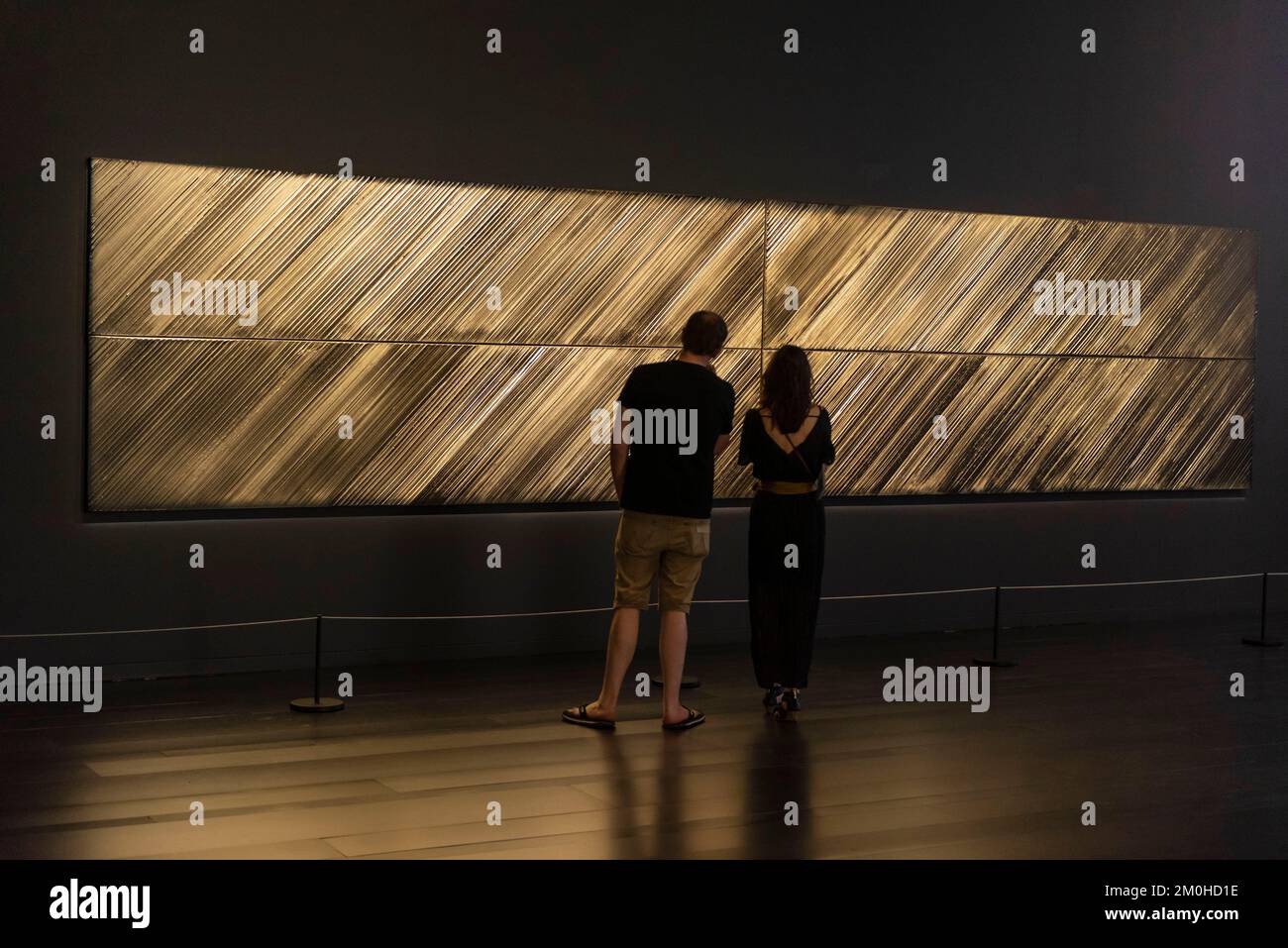 Frankreich, Aveyron (12), Rodez, Pierre Soulages (1919-2022) Museum, Polyptych (162x724) in 4 Panels November 1996 Stockfoto
