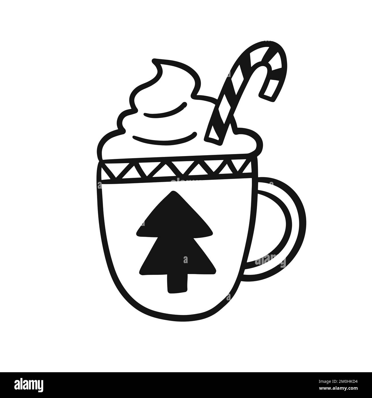 Süße Weihnachts-Tasse mit heißer Schokolade Stock Vektor