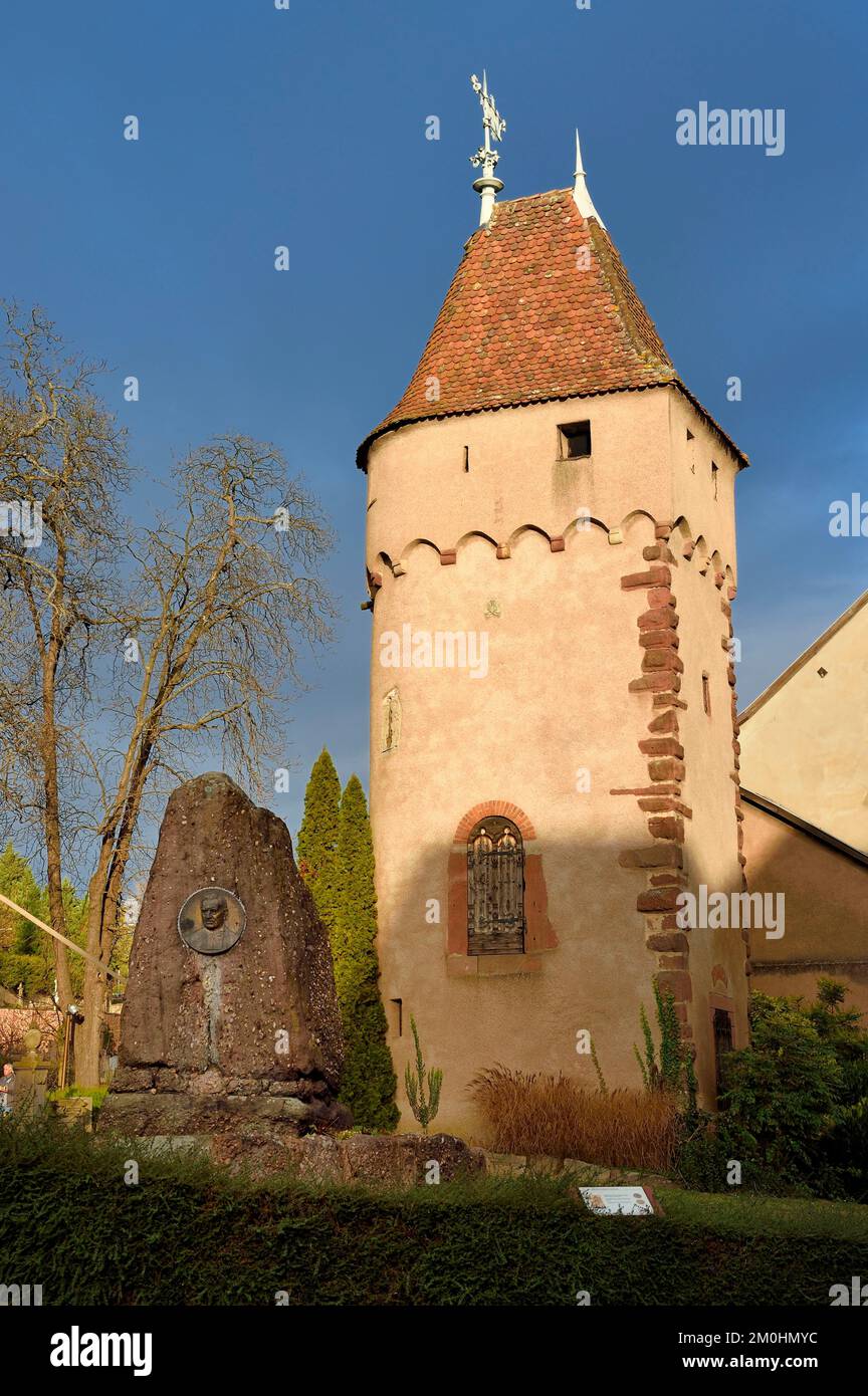 Frankreich, Bas Rhin, Obernai, der Freppel-Turm, der alte Festungsturm Stockfoto