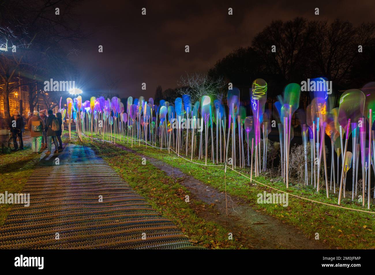 Installation des Lichtfestivals 2022 in Amsterdam Stockfoto