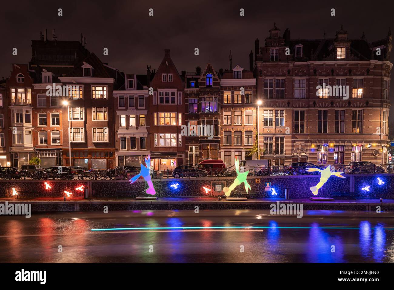 Installation des Lichtfestivals 2022 in Amsterdam Stockfoto