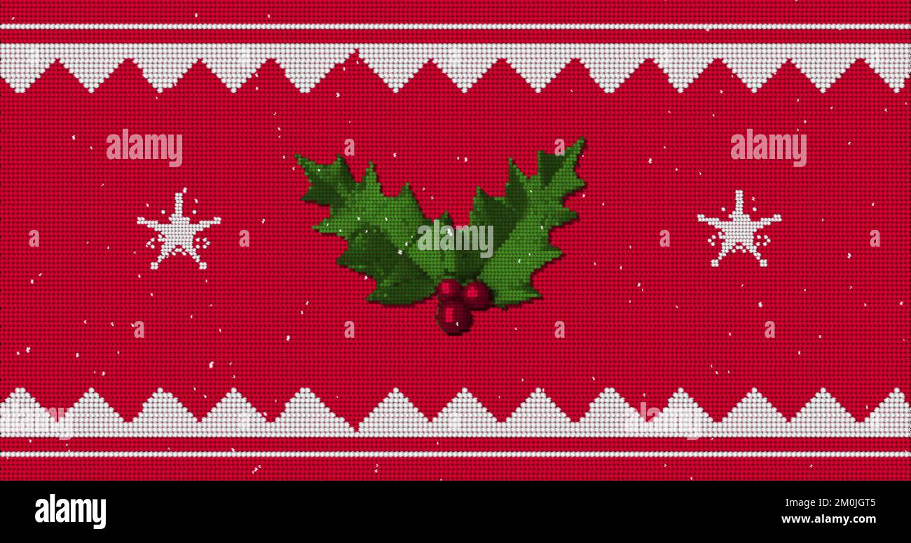 Bild: weihnachtsmuster und heilig auf rotem Hintergrund. digitales Bild für weihnachten, Winter, Tradition und Feiern. Stockfoto