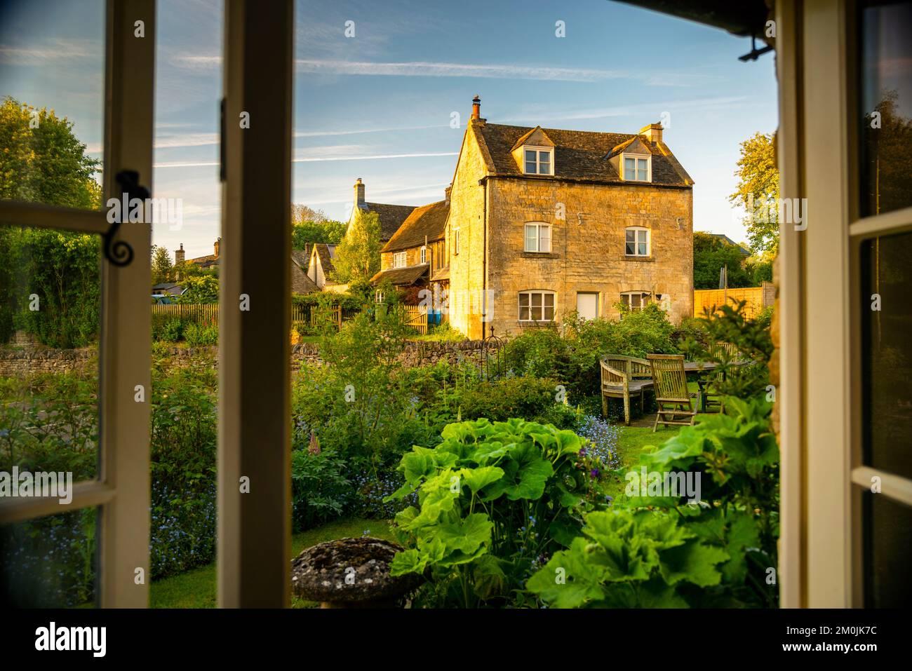 Cotswolds Dorf Guiting Power am Warden's Way in England. Stockfoto