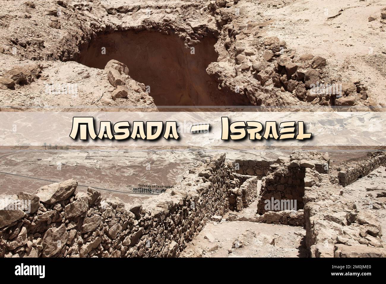 Masada ist eine Festung in Israel, die die Ruinen der letzten Festung des Königreichs Israel umgibt, bevor sie von den Römern vollständig zerstört wurde. Stockfoto