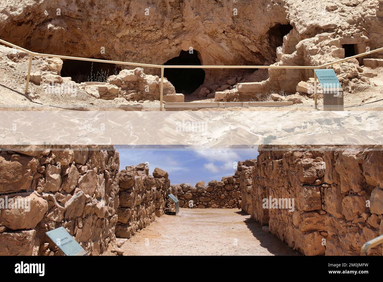 Masada ist eine Festung in Israel, die die Ruinen der letzten Festung des Königreichs Israel umgibt, bevor sie von den Römern vollständig zerstört wurde. Stockfoto