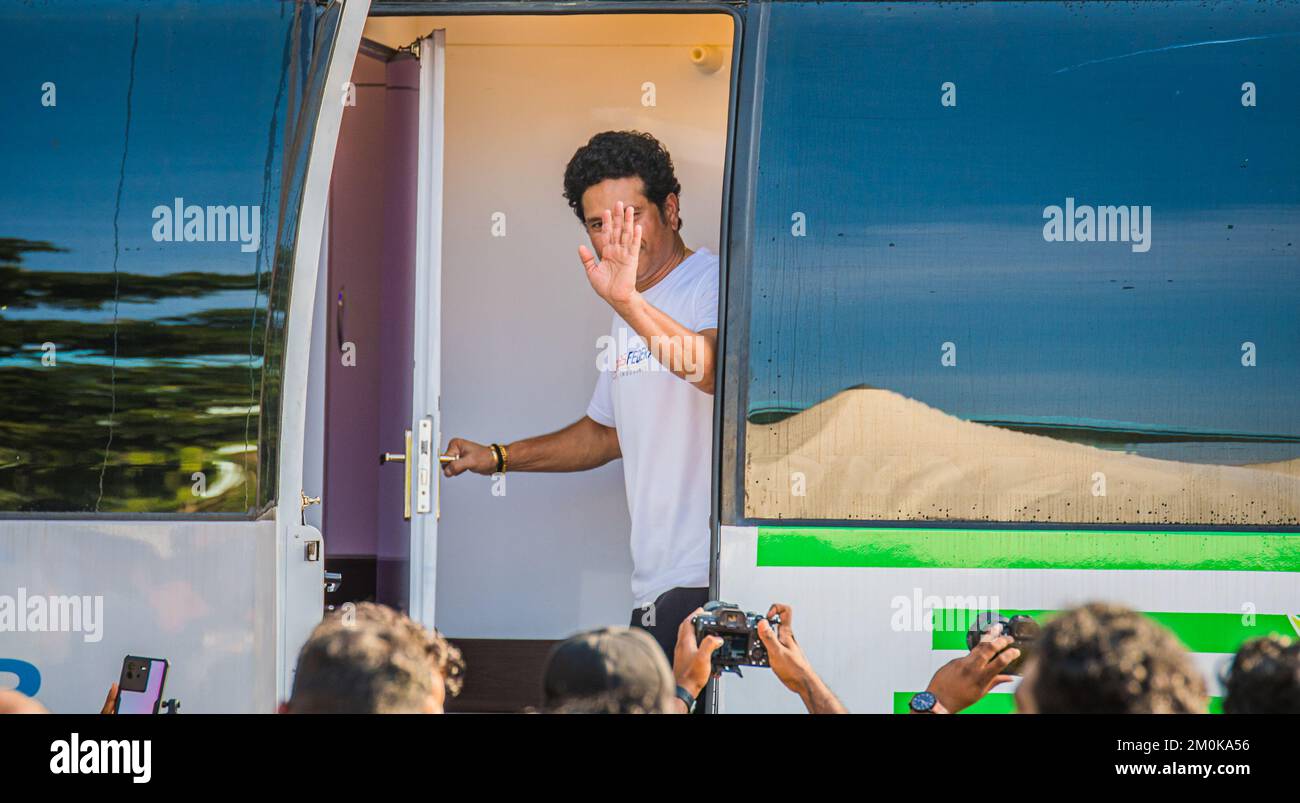 Cricketspieler Sachin Tendulkar am 4 2022 . dezember zur Inaguration eines Marathon-Events in Kochi , Indien . Stockfoto