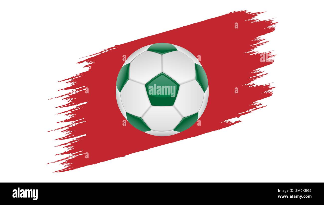 Marokkanischer Fußballvektor und marokkanische Flaggenfarben Grunge Vektorbild Stock Vektor