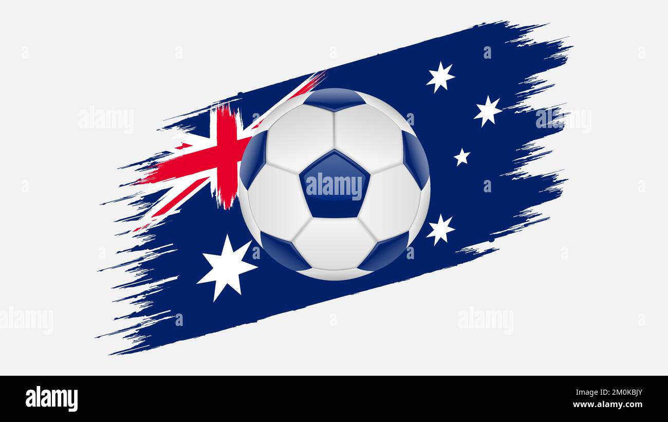 Vektor des australischen Fußballfußballs und Farben der australischen Flagge Grunge Vektorbild Stock Vektor