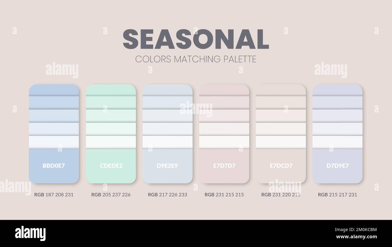 Farbpalette in einer Kollektion mit dem Thema „Passion“. Diagrammvorlage für Farbschema oder Farben. Farbkombinationen aus RGB-, HSL- und HEX-Codes. farbschalter Stock Vektor