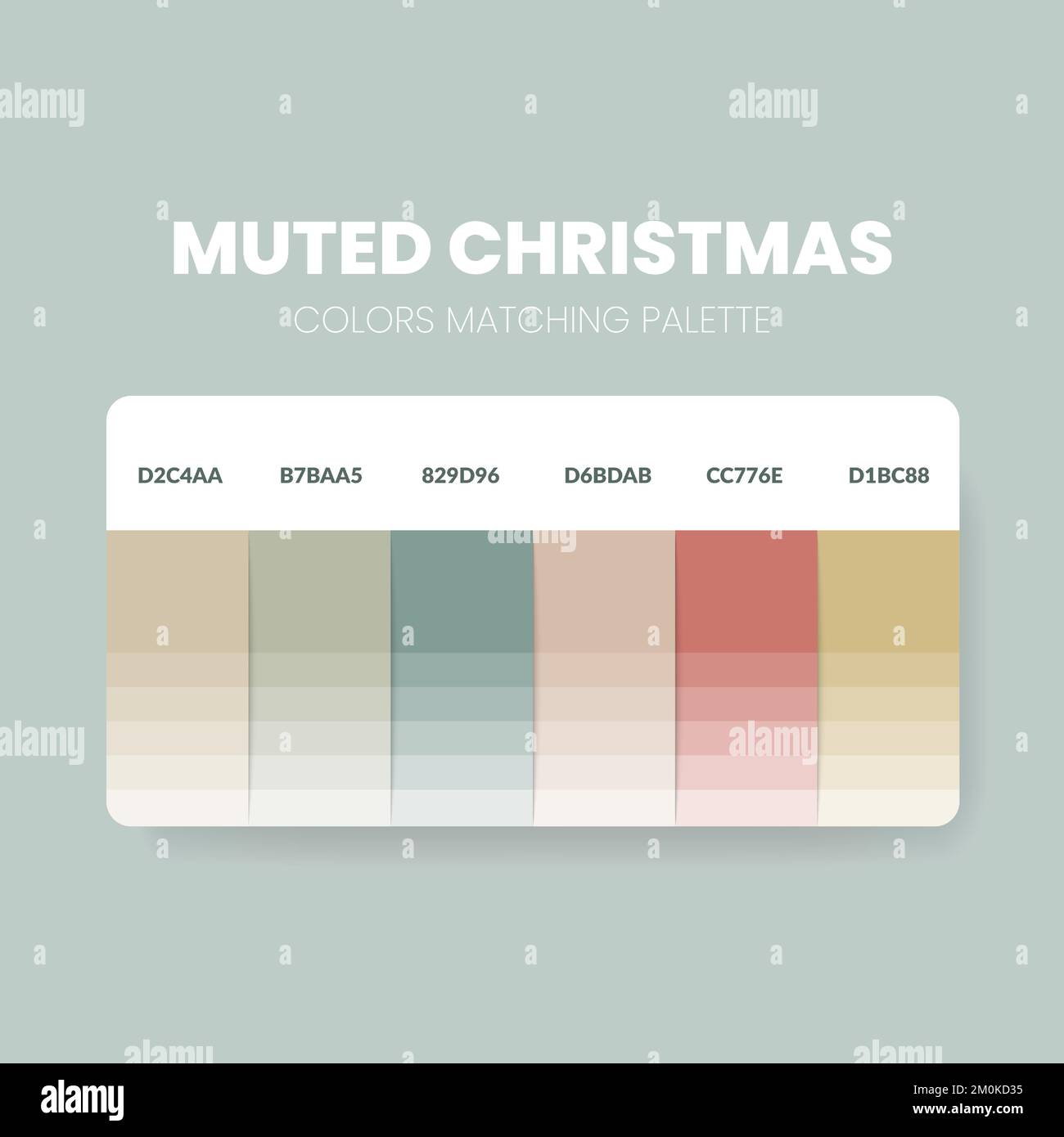 Farbpalette in Weihnachtskollektionen. Diagrammvorlage für Farbschema oder Farben. Farbkombinationen aus RGB-, HSL- und HEX-Codes. farbschalter Stock Vektor