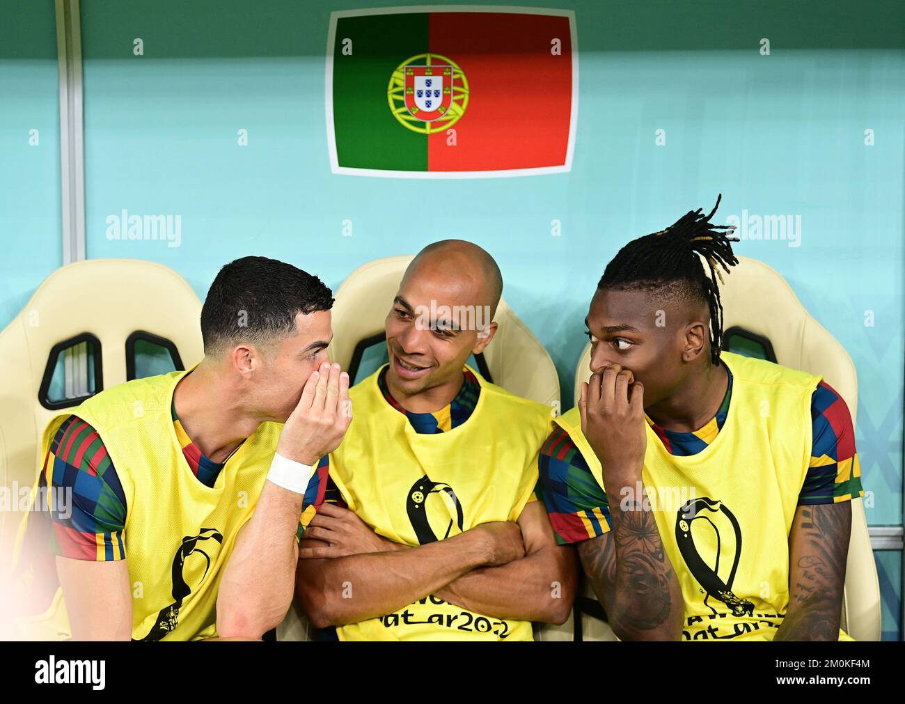 v.l. Cristiano Ronaldo, Joao Mario, Rafael Leao (Portugal) Lusail, 06.12.2022, FIFA Fussball WM 2022 in Katar, Achtelfinale, Portugal - Schweiz (Foto: Witters / PRESSIN) Stockfoto