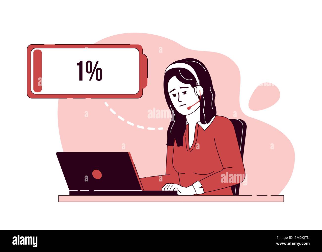 Burnout am Arbeitsplatz 2D vektorisolierte lineare Darstellung Stock Vektor