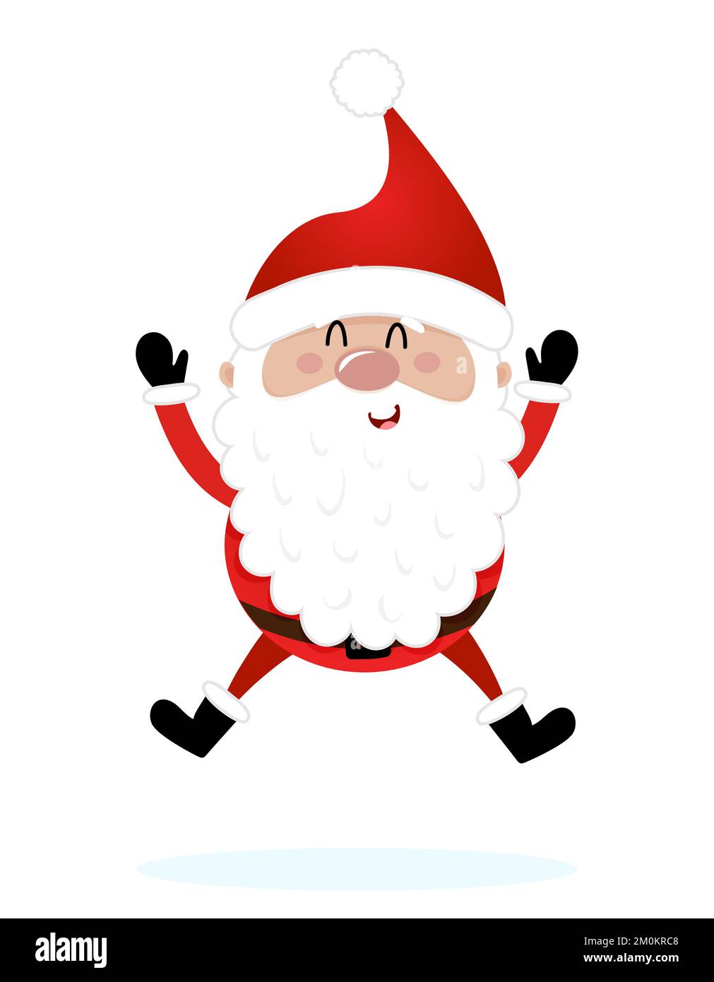 Jumping Santa - Darstellung im Cartoon-Stil. Frohe Weihnachten und Frohes neues Jahr. Lustige Figuren in der Werkstatt des Weihnachtsmanns. Stock Vektor