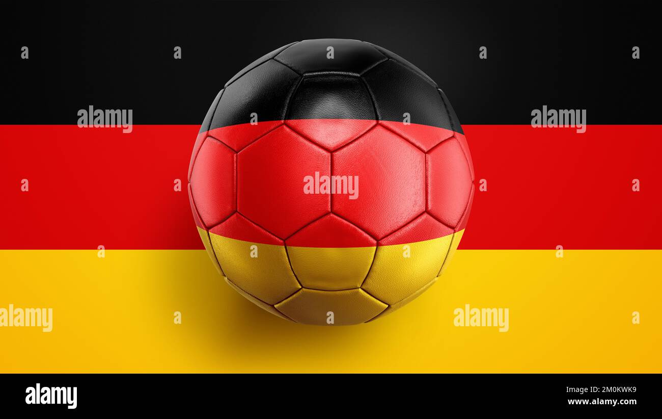 Fußballfahne Deutschland auf deutschem Hintergrund. 3D Abbildung. Stockfoto Fußballfahne Deutschland auf deutschem Hintergrund. 3D Abbildung. Stockfoto