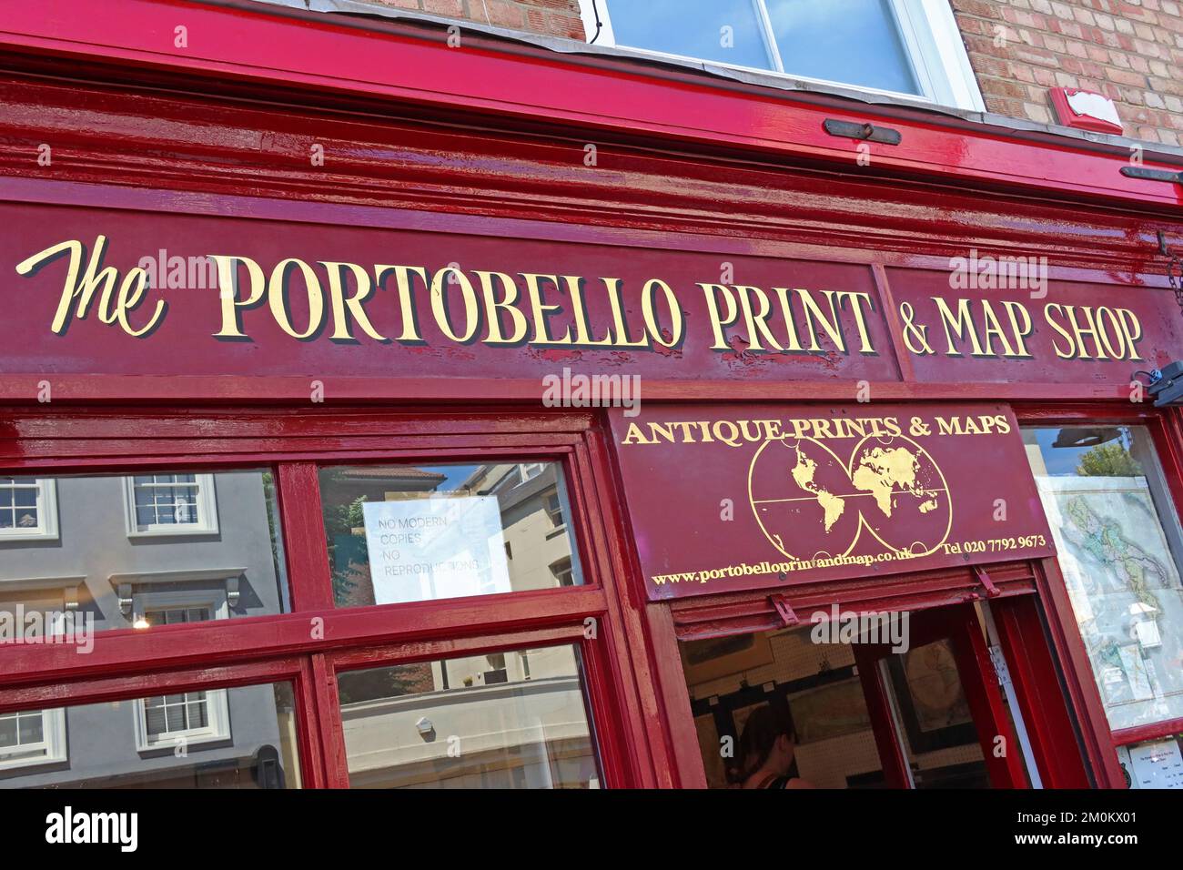 The Portobello Print & Map Shop, 109 Portobello Rd, Notting Hill, RBKC, London, ENGLAND, GROSSBRITANNIEN, W11 2QB Stockfoto