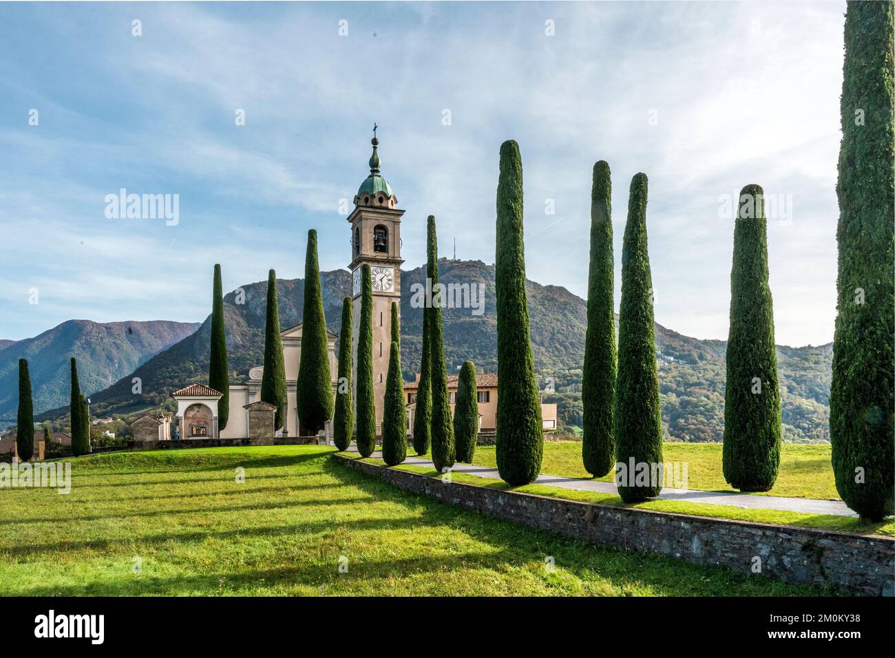 Kirche Saint Abundius, in Montagnola, ein Schweizer Dorf in der Gemeinde Collina d'Oro, Kanton Tessin, Schweiz Stockfoto