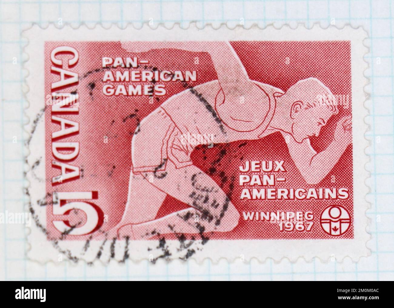 Foto einer Briefmarke von Canada 5. Pan American Games Winnipeg 1967 Stockfoto