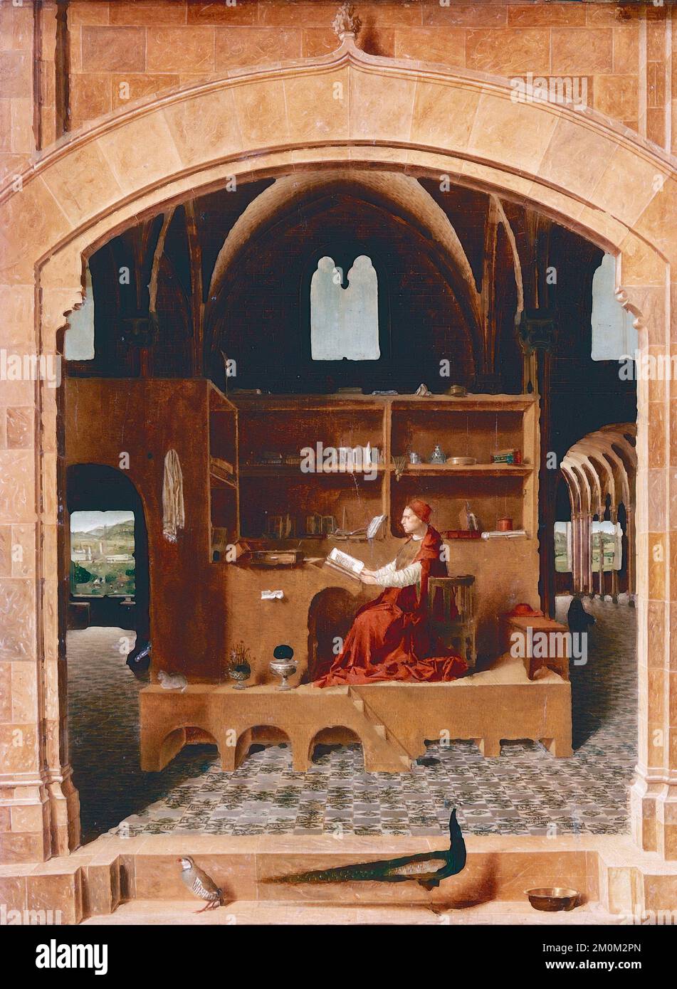 St. Jerome in seinem Arbeitszimmer, Gemälde des italienischen Künstlers Antonello da Messina, 1960er Stockfoto