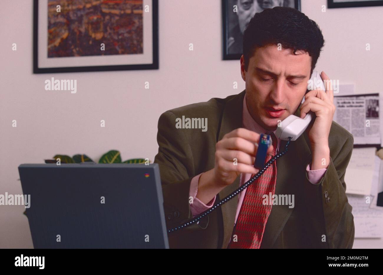 Italienischer Journalist, Schriftsteller und Fernsehmoderator Pietrangelo Buttafuoco, Italien 1990er Stockfoto