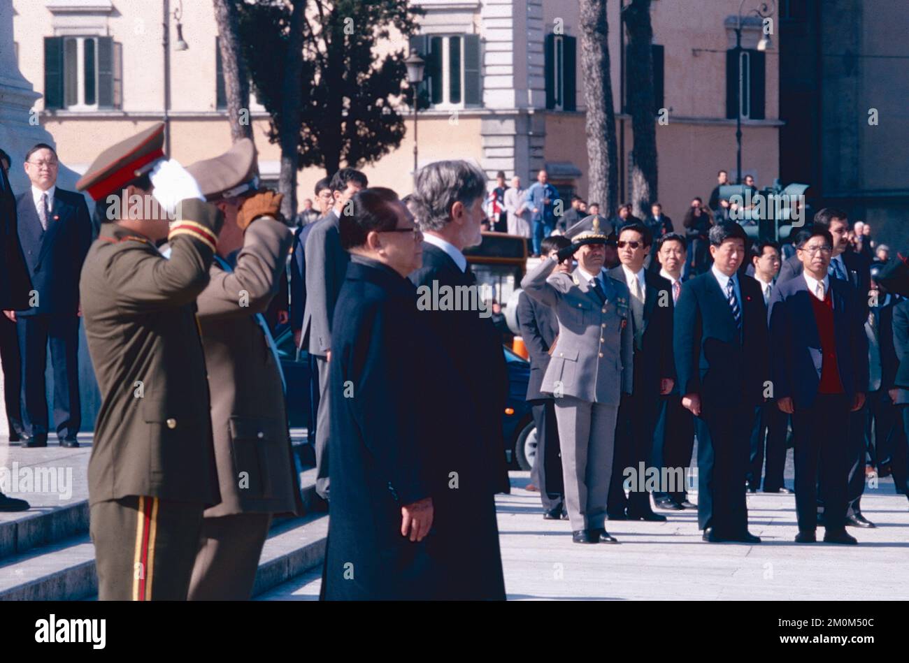 Präsident der Volksrepublik China Jiang Zemin während seines offiziellen Besuchs in Rom, Italien 1999 Stockfoto