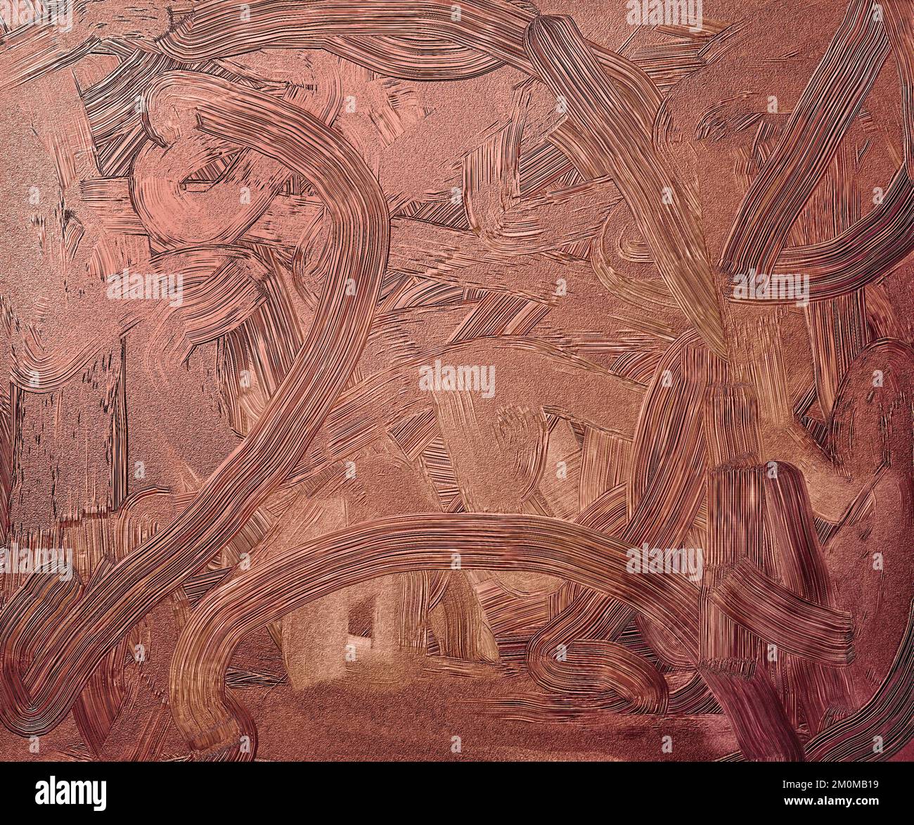 Grobe, digital generierte Öllackierung in metallischem, staubigem Pink Stockfoto