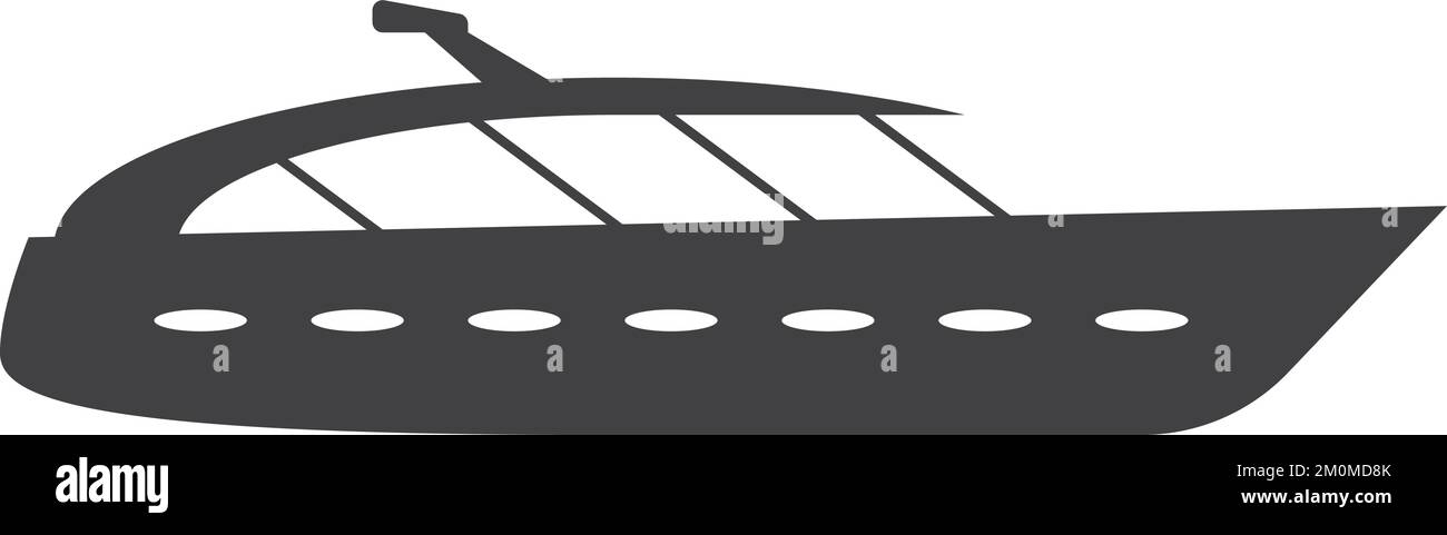 Schwarzes Motorboot-Symbol. Symbol für Luxusyacht Stock Vektor